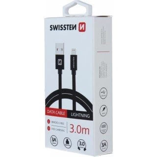 Swissten kabl USB/Lightning 3,0m crna