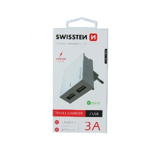 Swissten punjač 2x USB 3A bela