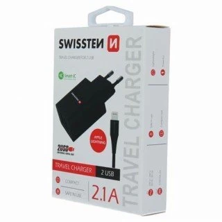 Swissten punjač 2xUSB 2,1A+ kabl Lightning 1,2m crna