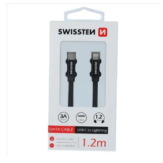 Swissten kabl TEXTILE Type C/Lightning 1,2m crna