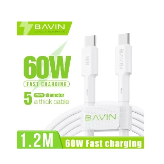 BAVIN kabl 60W type-C na type-C 1,2m bela