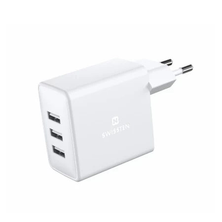 Swissten punjač 3XUSB 15W bela