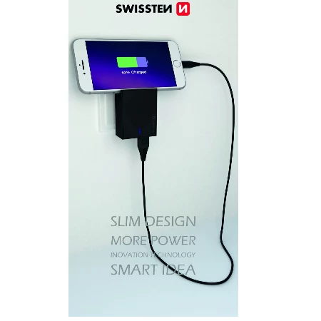 Swissten punjač  Eco Pack 2x USB 23W crna