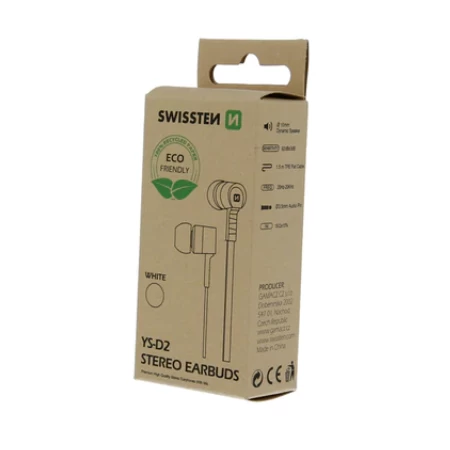 Swissten EARBUDS RAINBOW Eco Pack 3,5mm YS-D2 bela