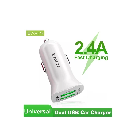 Bavin auto punjač 2XUSB-A 2,4A bela