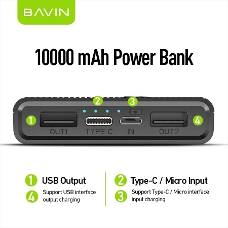 BAVIN Power Bank 10000mAh bela