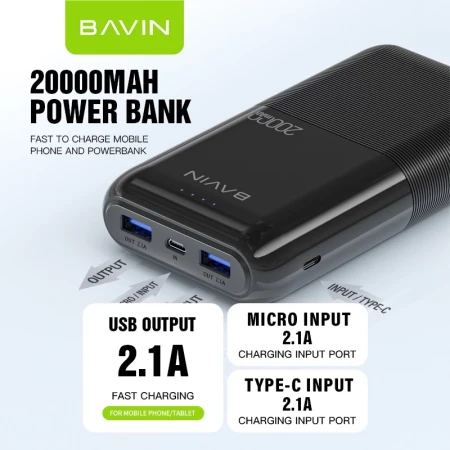 BAVIN Power Bank 20000mAh crna