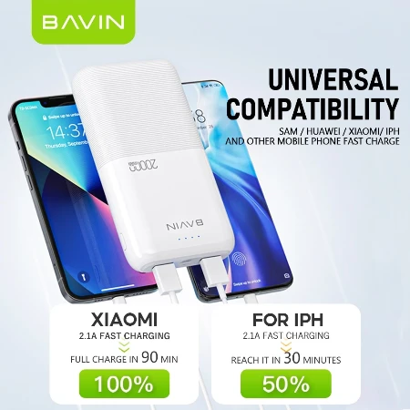 BAVIN Power Bank 20000mAh bela