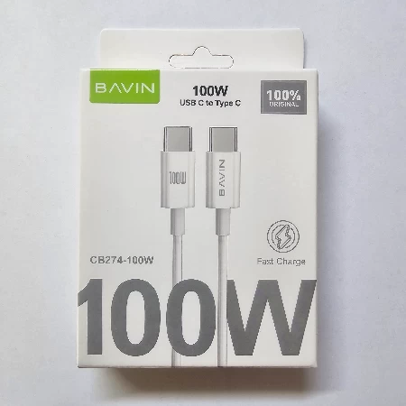 Bavin kabl 100W 1m type-C na type-C bela