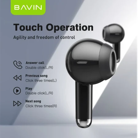 Bavin slušalice wireless earbuds crna