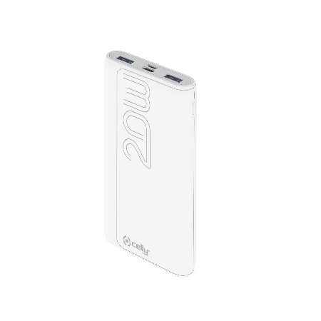 Celly power bank 10000 mAh 20W + kabl Type-A na Type-C bela