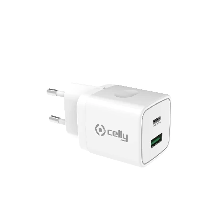 Celly punjač 20W PD USB-A + USB-C bela