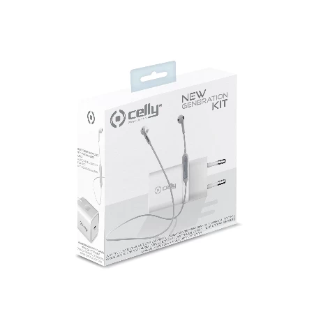 Celly punjač 18W USB-C + bluetooth slušalice bela