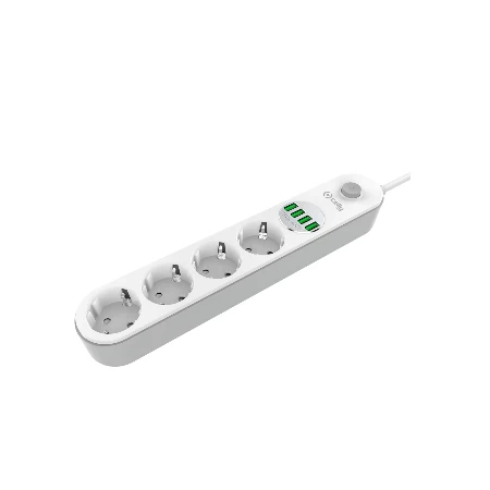  Celly produžni kabl 4Xutičnice + 4xUSB-A  2,0 metra bela