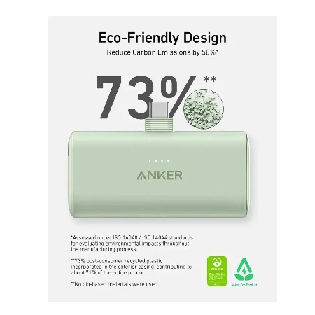 Anker Power Bank 5000mAh 22.5W + kabl type-C na type-C 0.6m crna