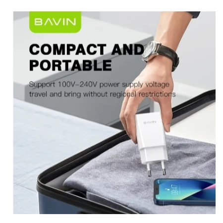 Bavin punjač 2.4A USB-A + kabl Micro bela