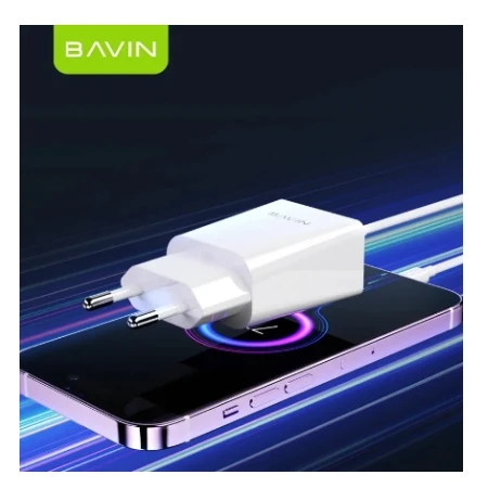 Bavin punjač 2.4A USB-A + kabl type-C bela