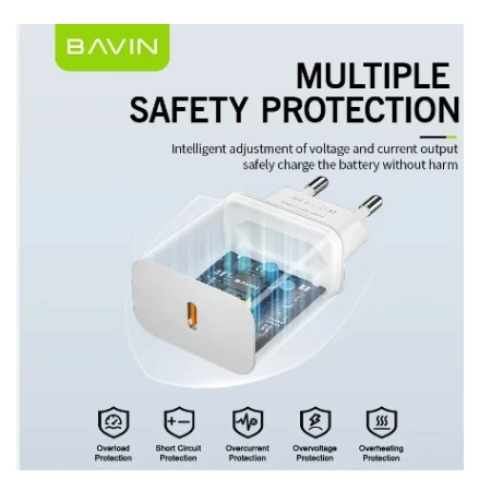 Bavin punjač 20W USB-C + kabl Lightning bela