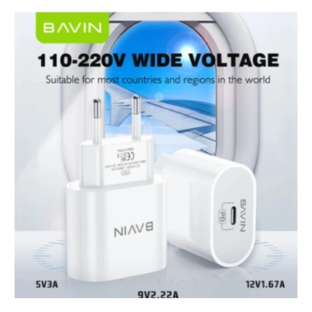 Bavin punjač 20W USB-C + kabl type-C 60W bela