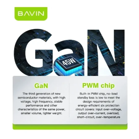 Bavin punjač  GaN 45W-PD USB-C crna