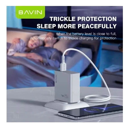 Bavin punjač 120W USB-A + kabl type-C bela