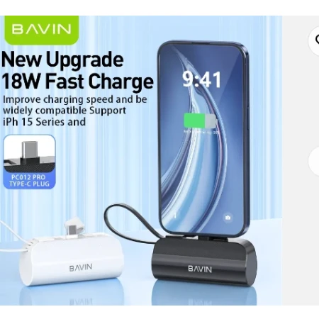 Bavin Power bank 5000mAh USB-C port + kabl type-C crna