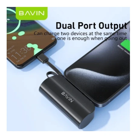 Bavin Power bank 5000mAh USB-C port + kabl type-C crna