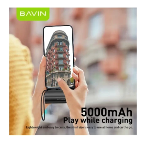 Bavin Power bank 5000mAh USB-C port + kabl type-C crna