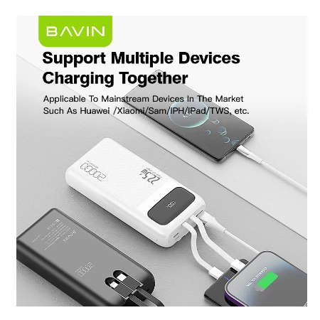 Bavin Power bank 20000mAh 22,5W  Type C & Ligtning  kabl