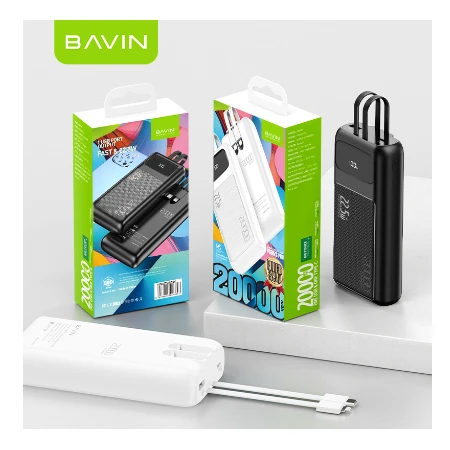 Bavin Power bank 20000mAh 22,5W  Type C & Ligtning  kabl - PC007S PRO