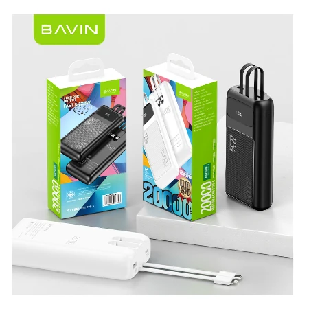 Bavin Power bank 20000mAh 22,5W  Type C & Ligtning  kabl - PC007S PRO