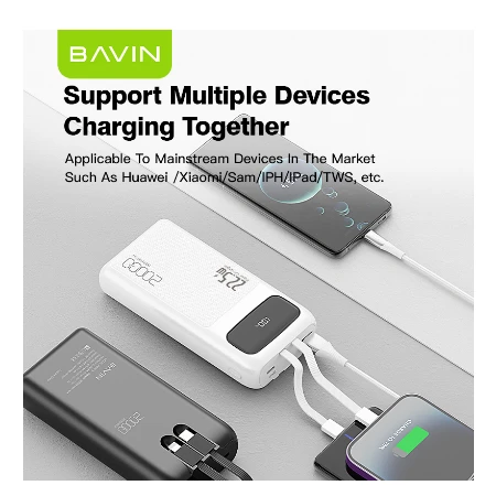 Bavin Power bank 20000mAh 22,5W  Type C & Ligtning  kabl - PC007S PRO