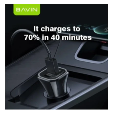 Bavin Auto punjač 20W PD QC3,0 USB&Type C bela