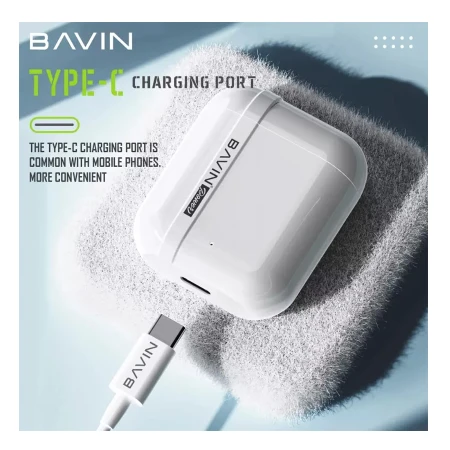 Bavin Wireless TWS  slušalice + kabl type-C pink