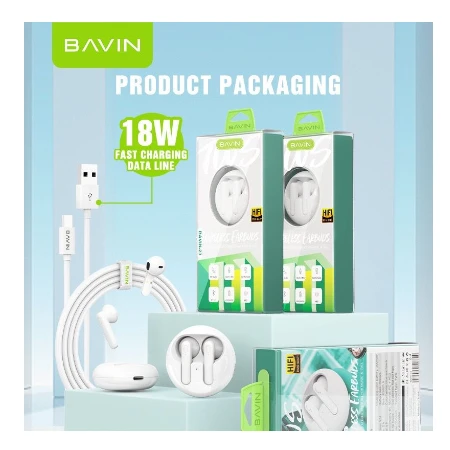 Bavin Earbuds Wireless slušalice + kabl type-C bela