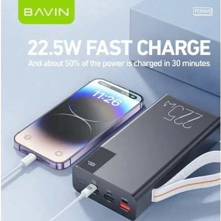 Bavin Power bank 30000mAh 22.5W QC3.0 crna