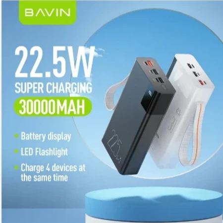 Bavin Power bank 30000mAh 22.5W QC3.0 bela