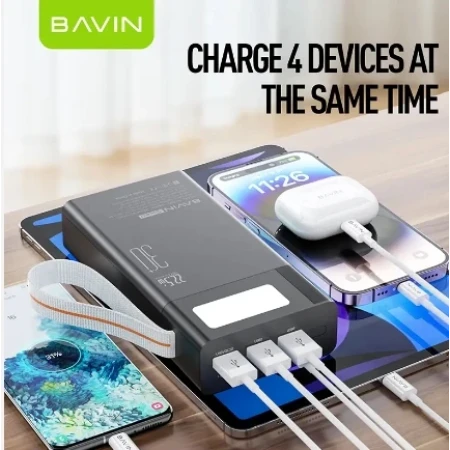 Bavin Power bank 30000mAh 22.5W QC3.0 bela